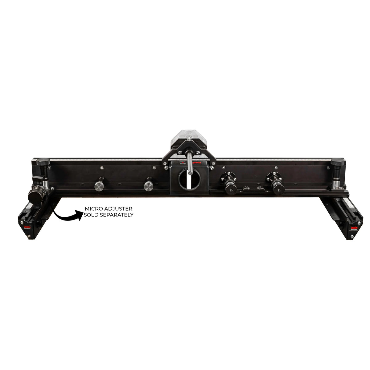 Precision router table fence system with adjustment knobs and wood dust port, black finish