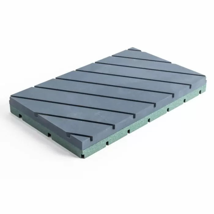 Woodworking router table insert plate with angled grooves, durable non-slip surface