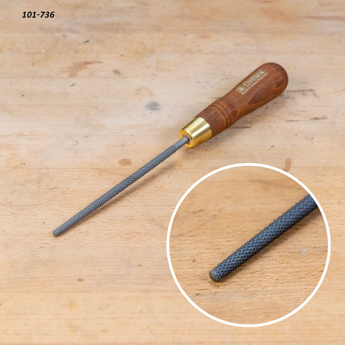 round rasp with a closeup insert.