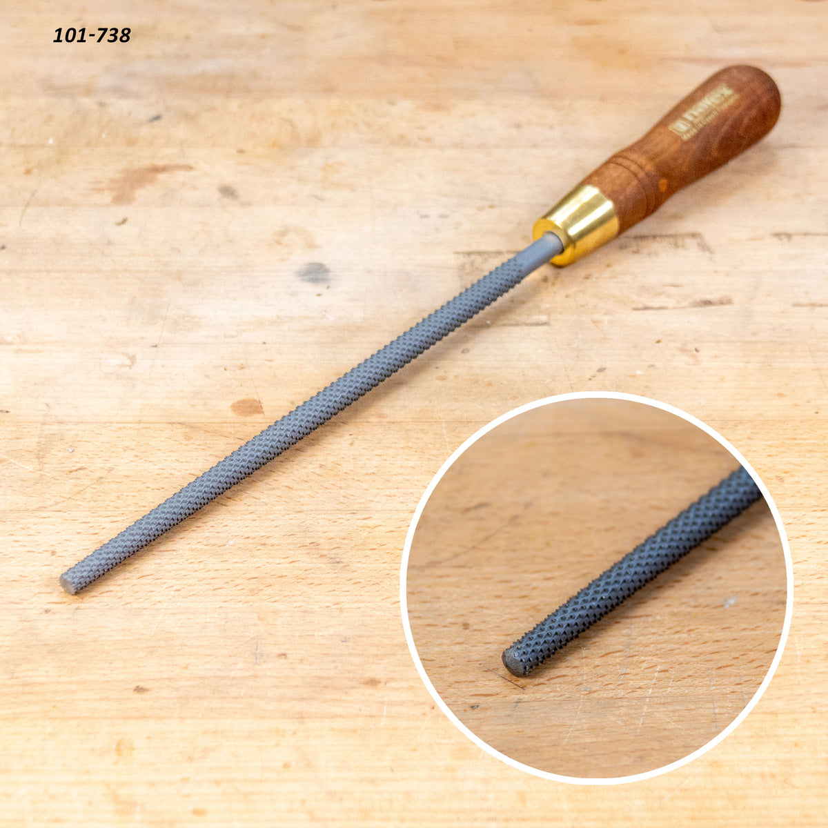 round rasp with a closeup insert.