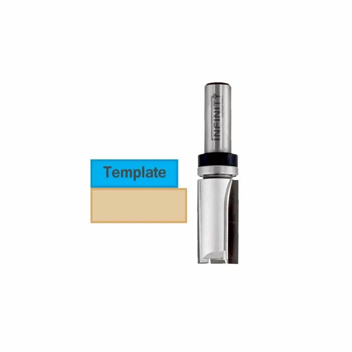 Carbide flush trim router bit with template guide and bearing for woodworking