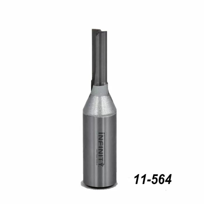 Straight router bit for woodworking, silver carbide tip, part number 11-564