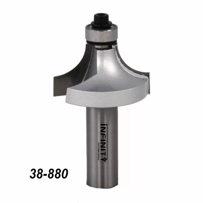 Carbide-tipped roundover router bit for woodworking, code 38-880, on white background.