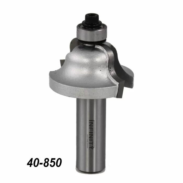 Roundover router bit with bearing, carbide woodworking tool, product number 40-850