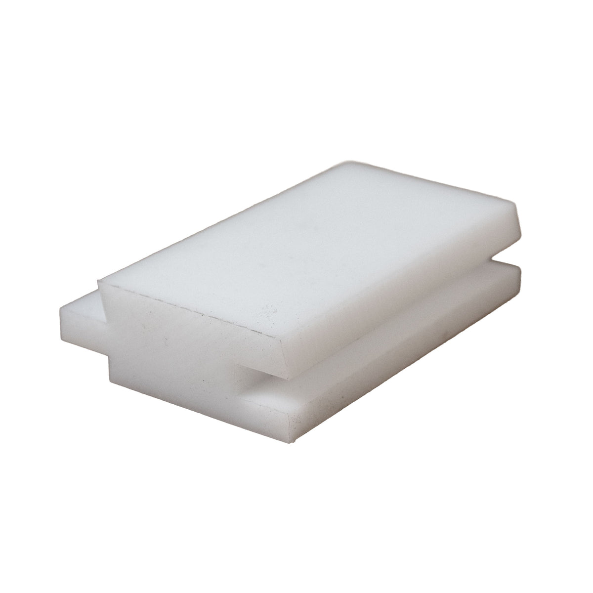 White rectangular setup block on a white background.