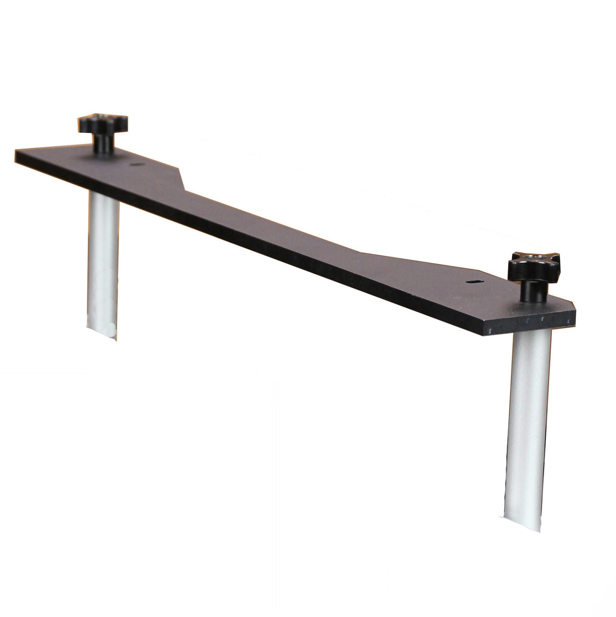 Router table fence height extension with black top and adjustable knobs for woodworking.