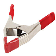 Spring clamp with red vinyl-coated tips and handles