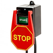 Red paddle-style start/stop safety switch for a router table