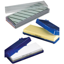 Waterstones in blue and clear storage cases
