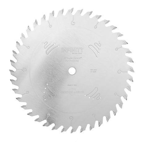 Infinity carbide-tipped table saw blade with laser-cut expansion slots