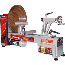 Nova Comet II wood lathe turning a large wooden bowl