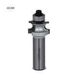 Carbide router bit with bearing, designed for woodworking, product code 02-500, on white background.