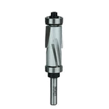 Carbide upcut spiral flush trim router bit with dual bearings for woodworking