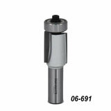 Carbide flush trim router bit with bearing for woodworking, product number 06-691.