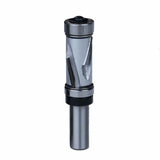 Double bearing flush trim router bit with carbide blades for woodworking