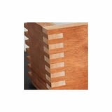 Close-up of a wooden box with precise box joint woodworking corners