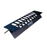 Black metal dovetail router jig shown on a white background.