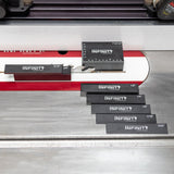 Using Infinity Tools setup blocks to set the rip fence distance on a table saw