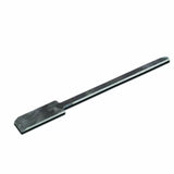 Woodworking mortising chisel blade with long steel shaft on white background