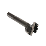 Carbide tipped Forstner bit for woodworking, hex shank, isolated on white background