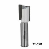 Straight router bit for woodworking, carbide-tipped, labeled 11-690, on white background