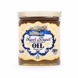 Glass jar of Super Duper Everlasting Oil for woodworking, 9 fl oz, with decorative label.