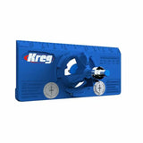 Blue Kreg woodworking router template guide with measurement markings and adjustment knobs