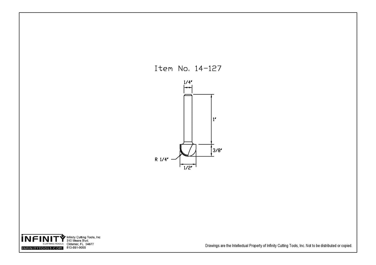 Technical diagram of a woodworking router bit with labeled dimensions