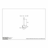 Technical drawing of round nose router bit with labeled dimensions for woodworking.