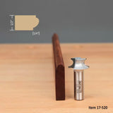 Roundover router bit with wood edge profile and dimensions, woodworking tool, item 17-520