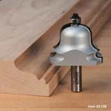 Cove and bead router bit with decorative wood molding, woodworking tool for shaping edges