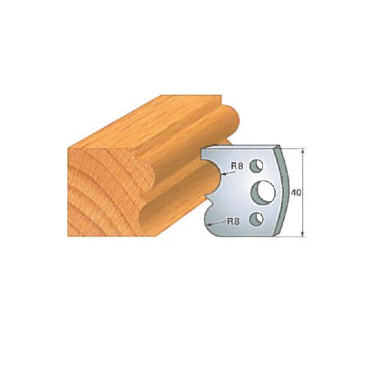 Wood molding profile with steel cutter head diagram for woodworking precision cuts