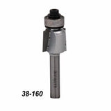 Carbide-tipped flush trim router bit with bearing, woodworking tool, number 38-160