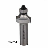 Carbide roundover router bit with bearing, part number 38-754, for woodworking.