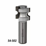 Carbide woodworking router bit with roundover profile, part number 54-502, on white background.