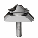 Carbide-tipped router bit for woodworking, isolated on white background