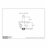 Technical drawing of woodworking router bit with labeled dimensions and bearing size