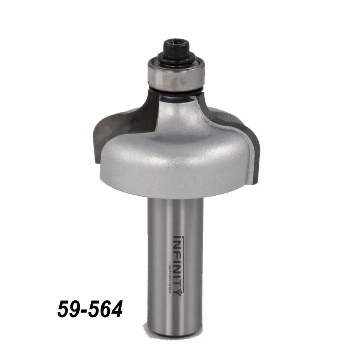 Roundover router bit with bearing, woodworking tool number 59-564, on white background.