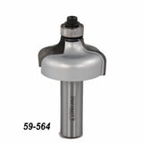 Roundover router bit with bearing, woodworking tool number 59-564, on white background.