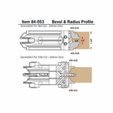 Bevel and radius profile woodworking cutter diagram for interior door rail and stile cuts
