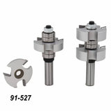 Carbide-tipped slot cutter router bit set with shank, woodworking tool, model 91-527