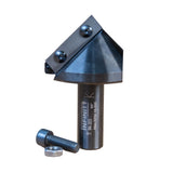 Insert Pro V-Groove 90 Degree Router Bit front on white background with bolt and nut.