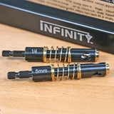 Both 5mm and 1/4" bits are provided.