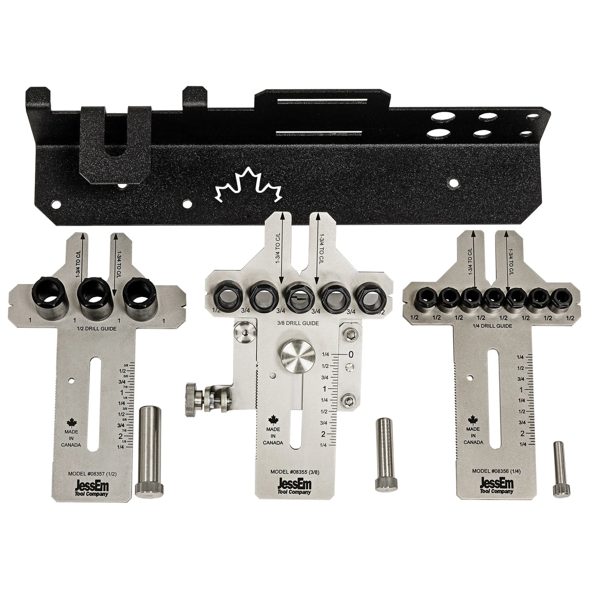 Precision woodworking drill guide jigs and accessories set for accurate hole drilling