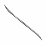 Curved woodworking rasp file with fine and coarse teeth on white background
