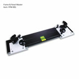 Frame and panel woodworking jig with black base, adjustable clamps, and white end blocks