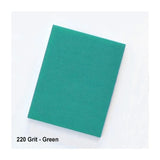 Green 220 grit sanding sponge for woodworking, shown on white background