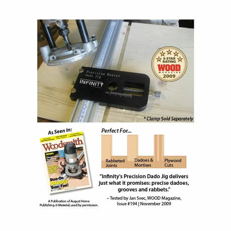 Precision router dado jig on wood with router, perfect for dadoes, grooves, and rabbets.