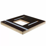 Router table top with miter slots, T-tracks, and center cutout for woodworking